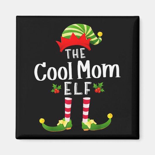 Cool Mom Christmas Elf Matching Pajama X-mas Party Magneet (Voorkant)
