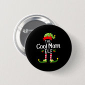 Cool Mom Christmas Elf Matching Pajama X-mas Party Ronde Button 5,7 Cm (Voorkant /achterkant)