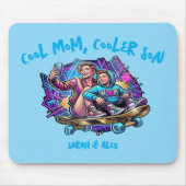 Cool Mom Cooler Son | Custom Name Retro Mousepad Muismat (Voorkant)