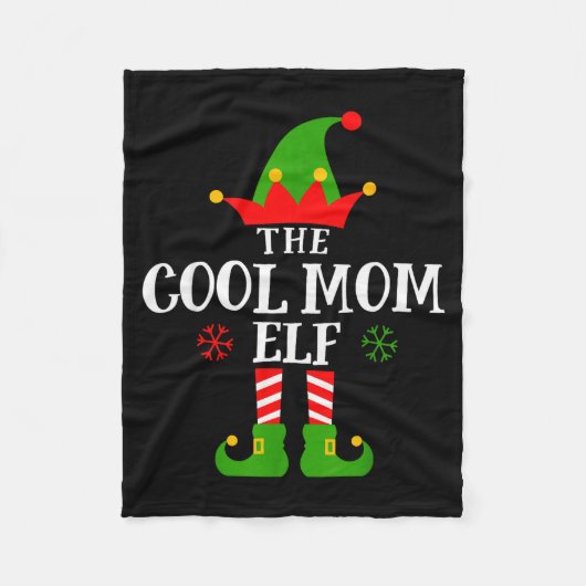 Cool Mom Elf Funny Matching Family Christmas Pajam Fleece Deken (Voorkant)