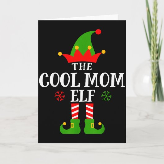 Cool Mom Elf Funny Matching Family Christmas Pajam Kaart (Voorkant)