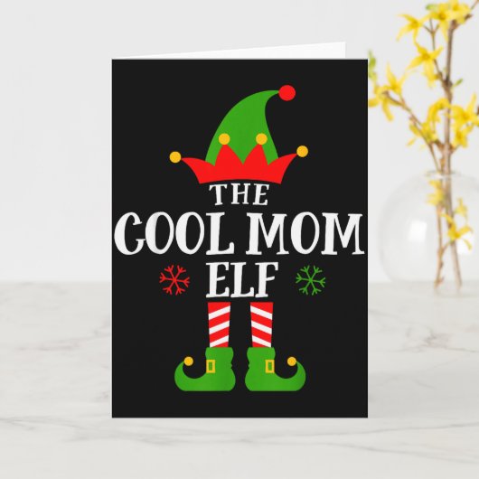 Cool Mom Elf Funny Matching Family Christmas Pajam Kaart (Gele Bloem)