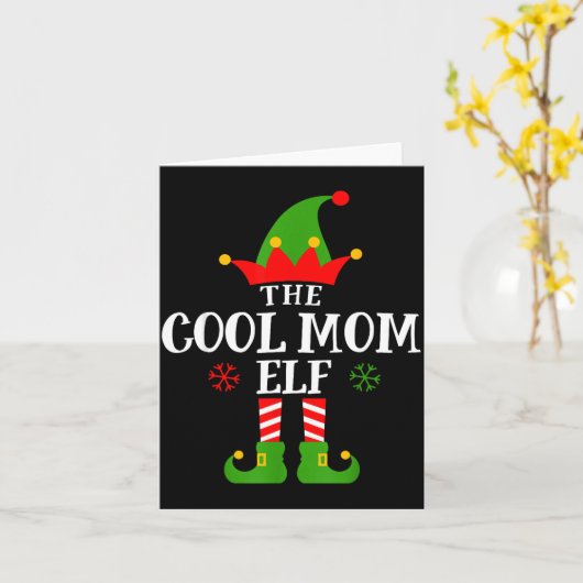 Cool Mom Elf Funny Matching Family Christmas Pajam Kaart (Gele Bloem)