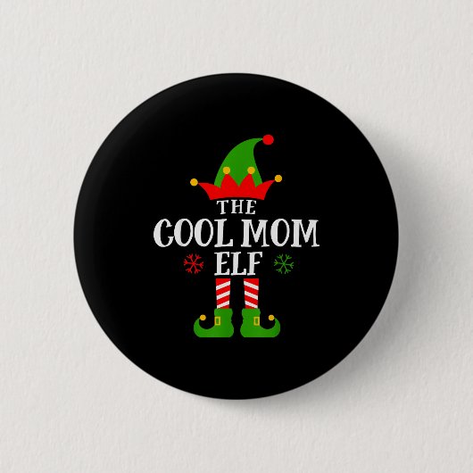 Cool Mom Elf Funny Matching Family Christmas Pajam Ronde Button 5,7 Cm (Voorkant)