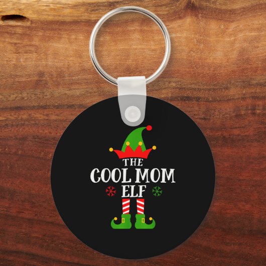 Cool Mom Elf Funny Matching Family Christmas Pajam Sleutelhanger (Voorkant)