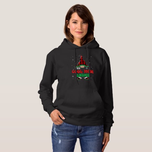 Cool Mom Gnome Buffalo Plaid Matching Christmas Gr Hoodie (Voorkant volledig)
