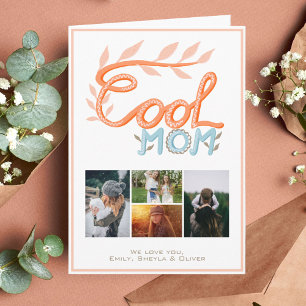 Cool Mom Hand Lettering Moederdag 4 Foto Kaart