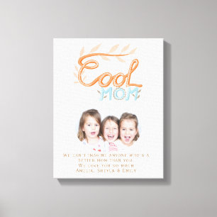 Cool Mom Hand Lettering Moederdag Foto Canvas Afdruk