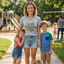 Cool Moms Club Stout Moederschap Blauw Geel Tekst T-shirt