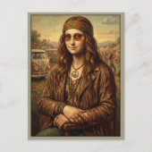 Cool Mona Lisa Hippie Campervan Briefkaart (Voorkant)