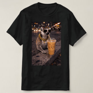 Cool Mongoose Drinking Iced Coffee Funny Animal  T-shirt
