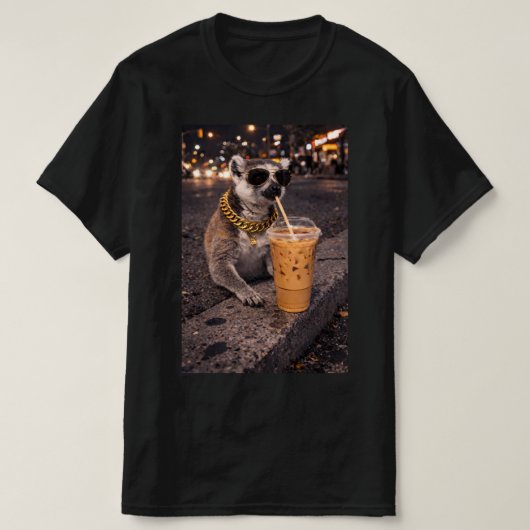 Cool Mongoose Drinking Iced Coffee Funny Animal  T-shirt (Design voorkant)