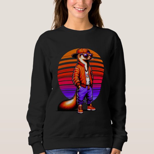 Cool Mongoose Modern Urban Style Sunset Retro Art Trui (Voorkant)