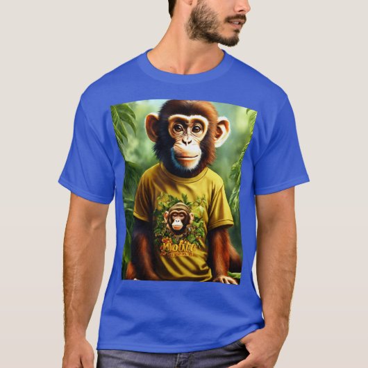 Cool Monkey Art Heren T-Shirt | Trendy Blauwe Graf (Voorkant)