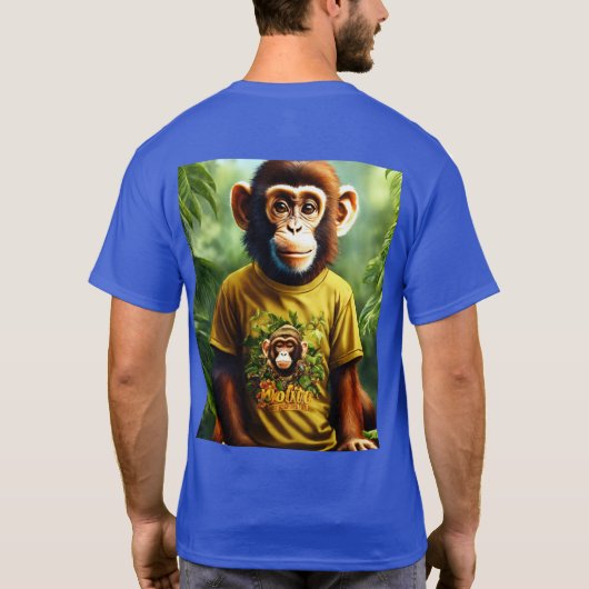 Cool Monkey Art Men’s T-Shirt | Trendy Blue Graphi (Achterkant)