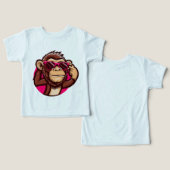 Cool Monkey Baby T-shirt met Roze Zonnebril (Ontwerp Voorkant & Achterkant)