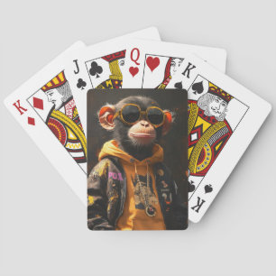 Cool Monkey in Streetwear Pokerkaarten
