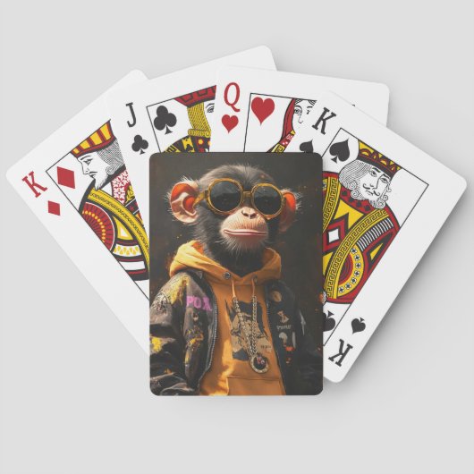 Cool Monkey in Streetwear Pokerkaarten (Achterkant)
