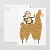 Cool Monkey Riding a Llama Briefkaart (Voorkant / Achterkant)
