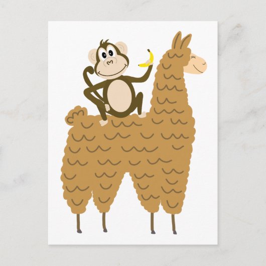 Cool Monkey Riding a Llama Briefkaart (Voorkant)