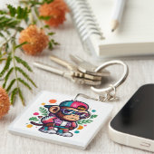 Cool Monkey - schattig maar cool - voor apenliefhe Sleutelhanger (Voorkant Rechts)