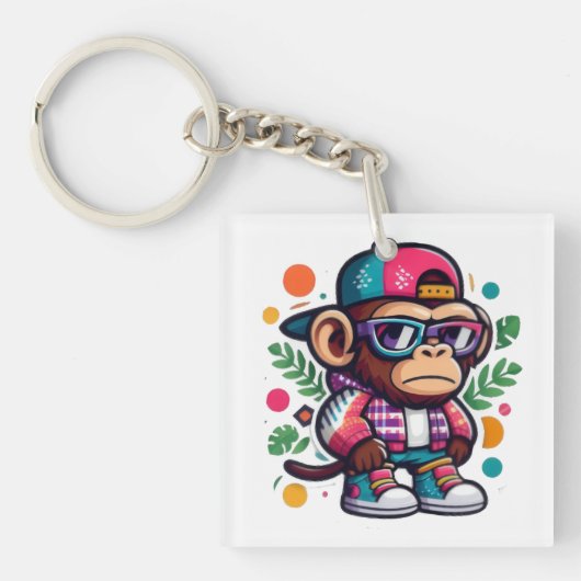 Cool Monkey - schattig maar cool - voor apenliefhe Sleutelhanger (voorkant)