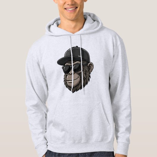 Cool Monkey with Sunglasses and Cap Graphi Hoodie (Voorkant)