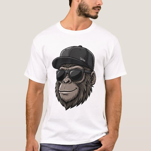 Cool Monkey with Sunglasses and Cap Graphic Tee T-shirt (Voorkant)