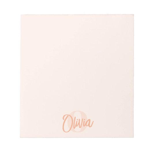 Cool Monochrome Blush Roze Trendy Script Monogram Notitieblok (Voorkant)