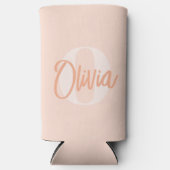 Cool Monochrome Blush Roze Trendy Script Monogram Seltzer Blikjeskoeler (Voorkant)