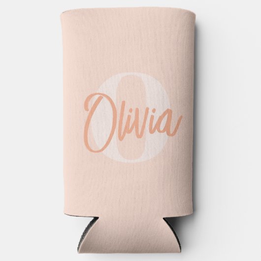 Cool Monochrome Blush Roze Trendy Script Monogram Seltzer Blikjeskoeler (Voorkant)