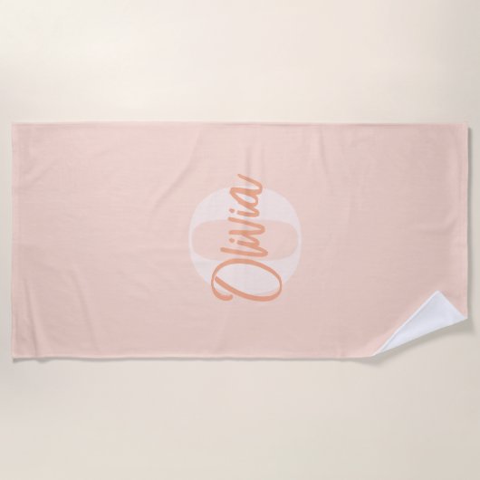 Cool Monochrome Blush Roze Trendy Script Monogram Strandlaken (Voorkant)