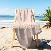 Cool Monochrome Blush Roze Trendy Script Monogram Strandlaken