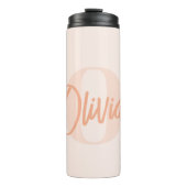 Cool Monochrome Blush Roze Trendy Script Monogram Thermosbeker (Voorkant)