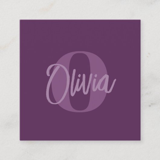 Cool Monochrome Blush Roze Trendy Script Monogram Vierkante Visitekaartje (Voorkant)