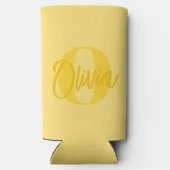 Cool Monochrome Geel Trendy Script Monogram Bier Seltzer Blikjeskoeler (Achterkant)