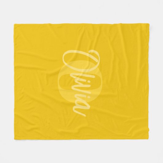 Cool Monochrome Geel Trendy Script Monogram Fleece Deken (Voorkant (Horizontaal))