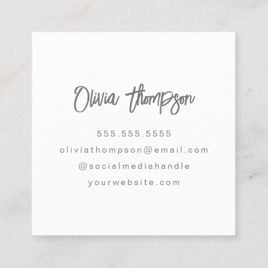 Cool Monochrome Geel Trendy Script Monogram Vierkante Visitekaartje (Achterkant)