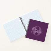 Cool Monochrome Paarse Trendy Script Monogram Notitieboek (Binnen)