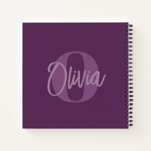 Cool Monochrome Paarse Trendy Script Monogram Notitieboek (Achterkant)
