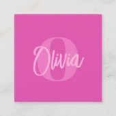 Cool Monochrome Preppy Roze Trendy Script Monogram Vierkante Visitekaartje (Voorkant)