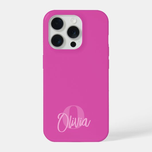 Cool Monochrome Roze Trendy Script Monogram iPhone Hoesje (Achterkant)