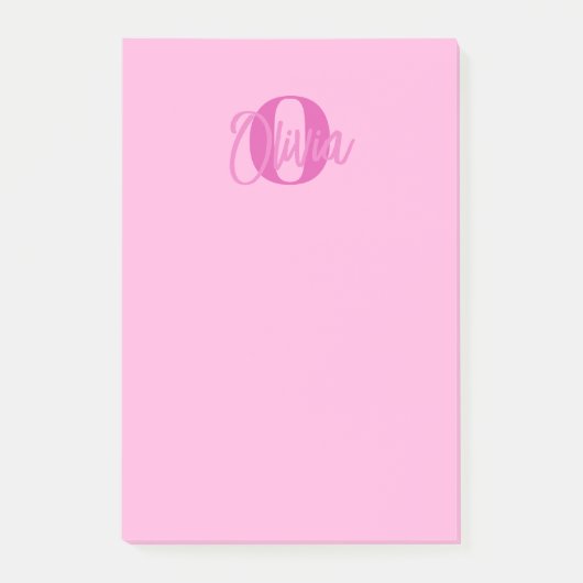 Cool Monochrome Roze Trendy Script Monogram Post-it® Notes (Voorkant)
