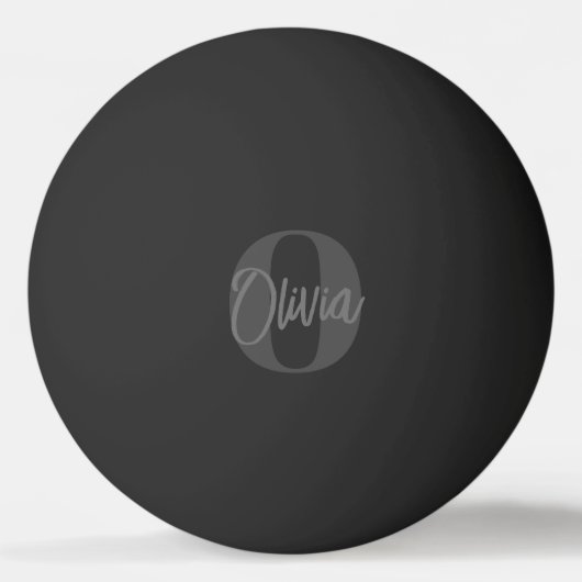 Cool Monochrome Zwart Modern Script Monogram Bier Pingpongbal (Voorkant)
