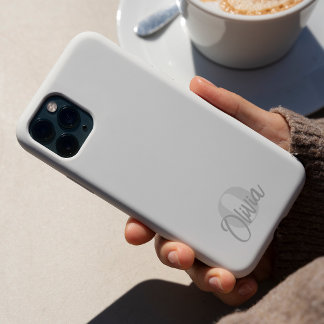 Cool Monochroom Wit Modern Schreef Monogram iPhone 15 Pro Case