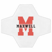 Cool Monogram Aangepaste naam Classic Red Black Voetbal (Enkel)