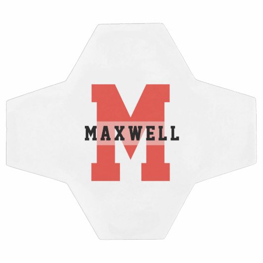 Cool Monogram Aangepaste naam Classic Red Black Voetbal (Enkel)