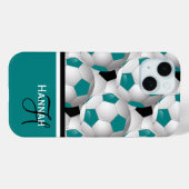 Cool Monogram Blauwgroen Black Voetbal Patroon Case-Mate iPhone Case (Achterkant (horizontaal))