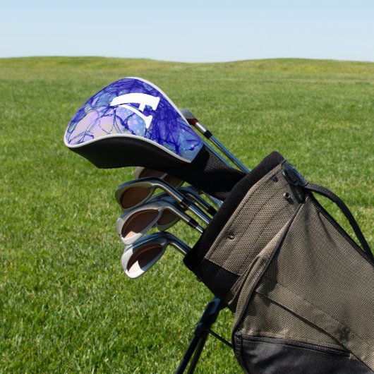Cool Monogram Blue Abstract Art Golfheadcover (Insitu)