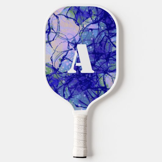 Cool Monogram Blue Abstract Art Pickleball Paddle (Achterkant)